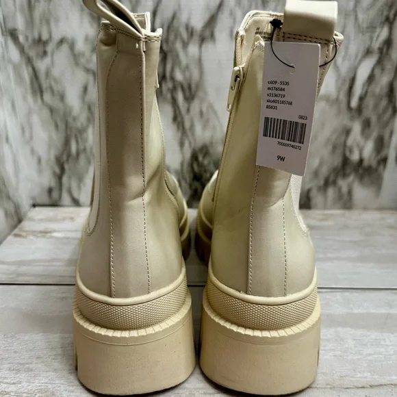 Lane Bryant Women Sz 9 W Bone White Chunky Side Zip Boots Booties Shoes Gorpcore - Picture 6 of 10